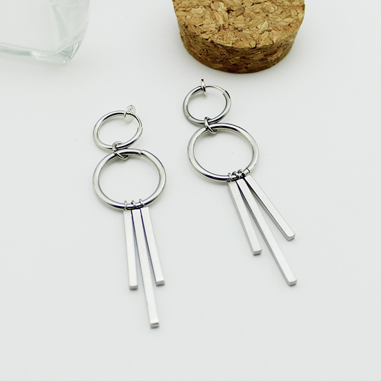 Bông tai thả ba thanh unisex phong cách