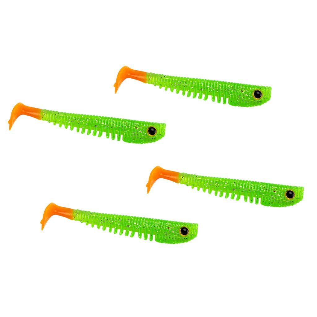 4pcs Soft Plastic Lure Artificial Worm Bait Carp Bass Trout Minnow Fishing