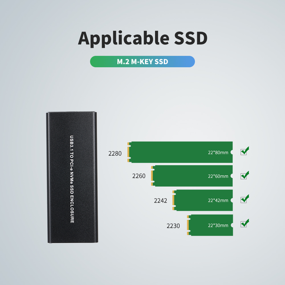 USB 3.1 PCI-E NVMe SSD Type-C. Ổ cứng ngoài bằng nhôm M.2 10 Gbps