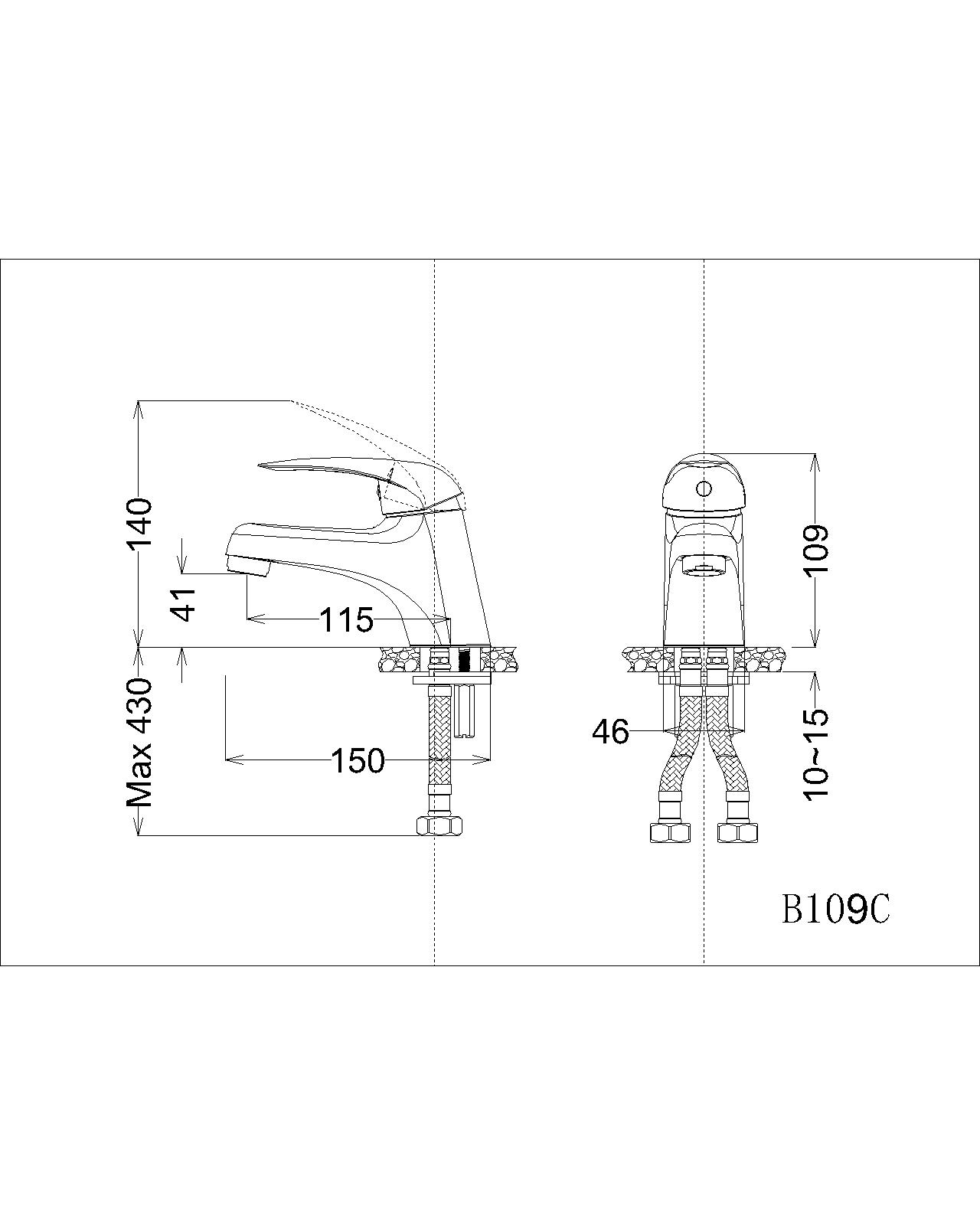 Vòi lavabo lạnh tay gật gù  Caesar B109C đã bao gồm dây cấp nước  (chưa bao gồm bộ xả)