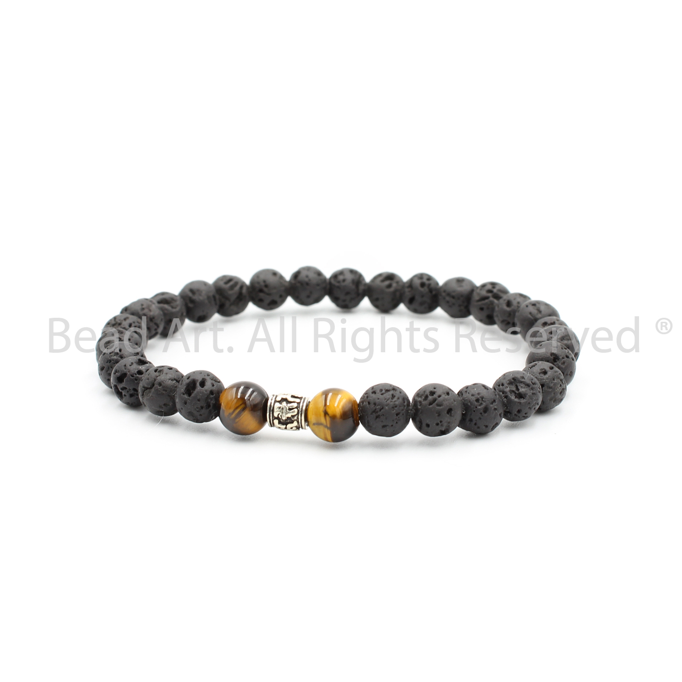 Vòng Tay 6MM Đá Dung Nham Núi Lửa Tự Nhiên, Black Lava, Mệnh Thuỷ, Mộc, Vòng Tay Phong Thuỷ, Chuỗi Hạt - Bead Art