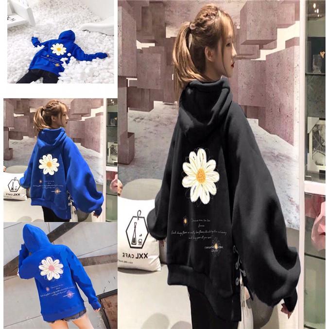 Áo khoác nỉ chui hoddie nam nữ in bông hoa sau lưng