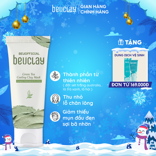 Mặt nạ bùn đất sét BEUCLAY trà xanh sáng da, se khít lỗ chân lông, kiểm soát dầu, ngăn ngừa mụn cám mụn đầu đen