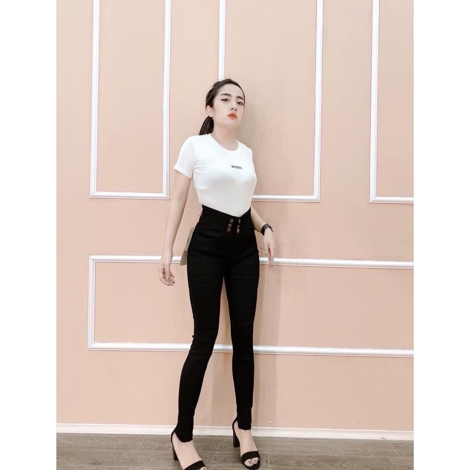 Quần jean nữ MURADFASHION JN, quần bò nữ đen bó chân lưng cao cá tính đẹp cao cấp phong cách thời trang