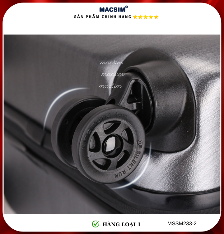 Vali cao cấp Macsim Smooire MSSM233 cỡ 21 inch màu đen - Hàng loại 1