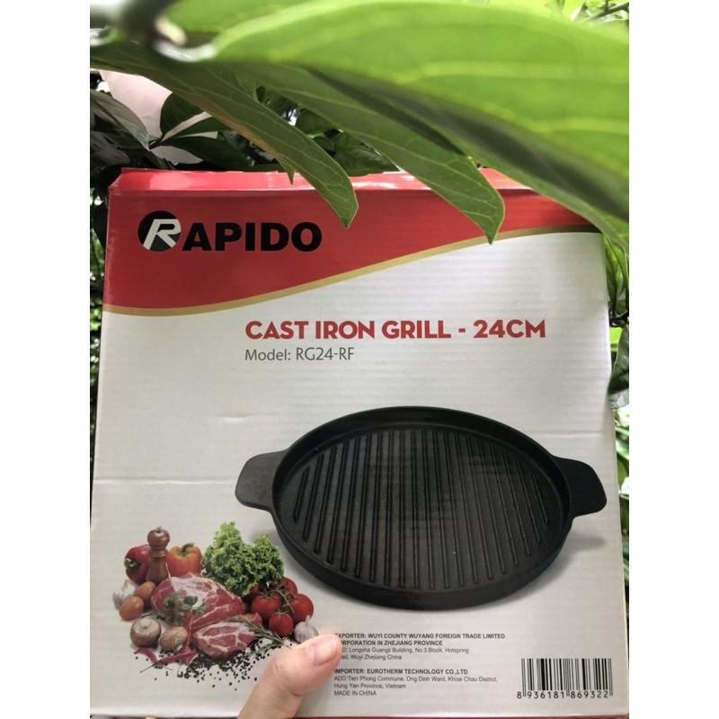 CHẢO GANG NƯỚNG RAPIDO SIZE 24CM, RG24-RF, DÙNG ĐƯỢC TRÊN MỌI LOẠI BẾP