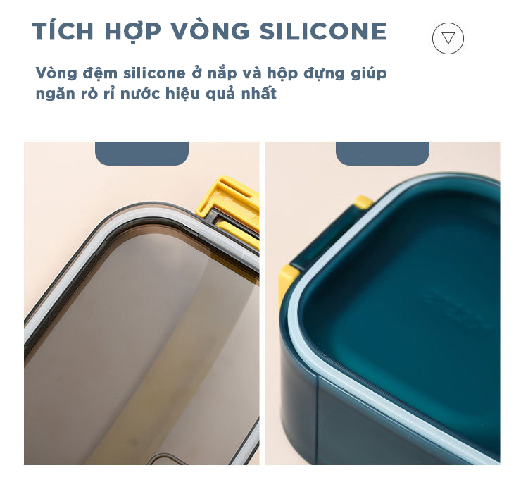 Hộp cơm giữ nhiệt văn phòng YESURE 1200ml Hai Tầng có ngăn Inox Tháo rời dễ dàng cho vào lò Vi Sóng - Hàng chính hãng