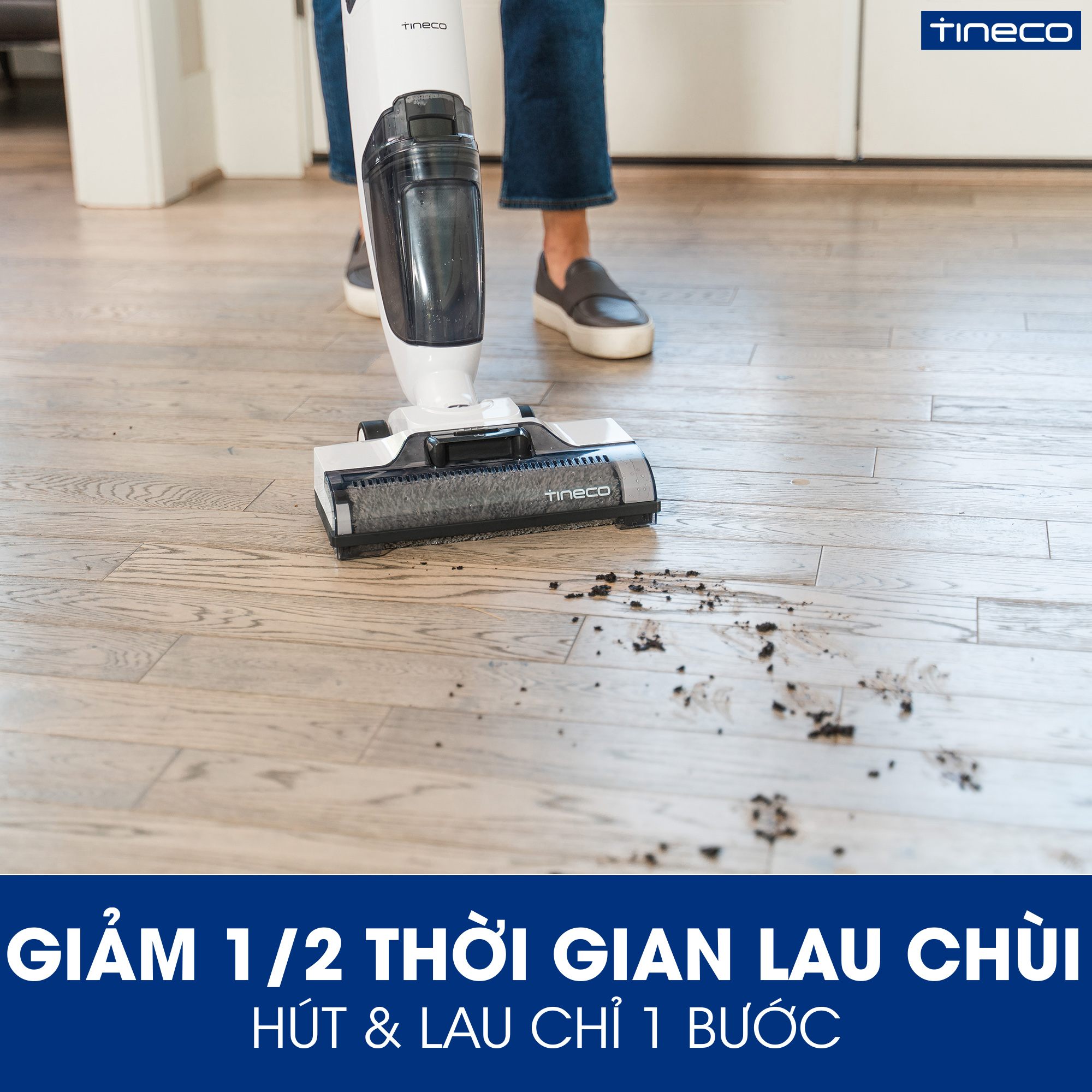 Combo Máy Hút Bụi Lau Nhà Không Dây Tineco Ifloor 2 - Hút Và Lau 2in1 - Tự Vệ Sinh Trục Lăn + Trục Lăn + Nước Lau Sàn