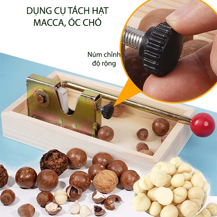 Dụng cụ tách hạt macca, óc chó đa năng, có điều chỉnh độ rộng, bằng thép mạ chống gỉ