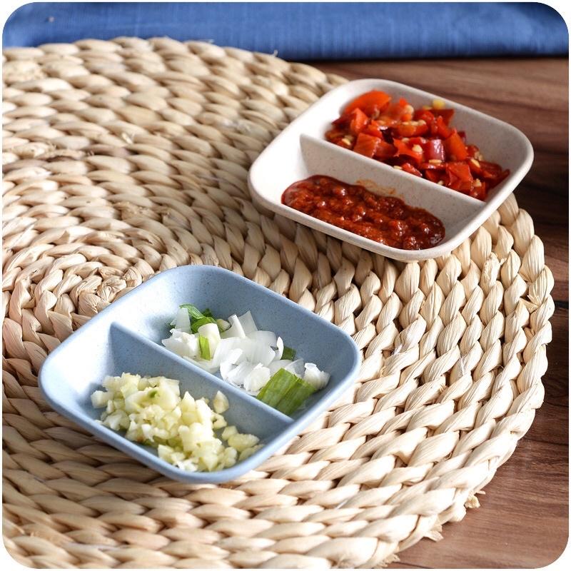 Đĩa Đựng Gia Vị Lúa Mạch 2 Ngăn