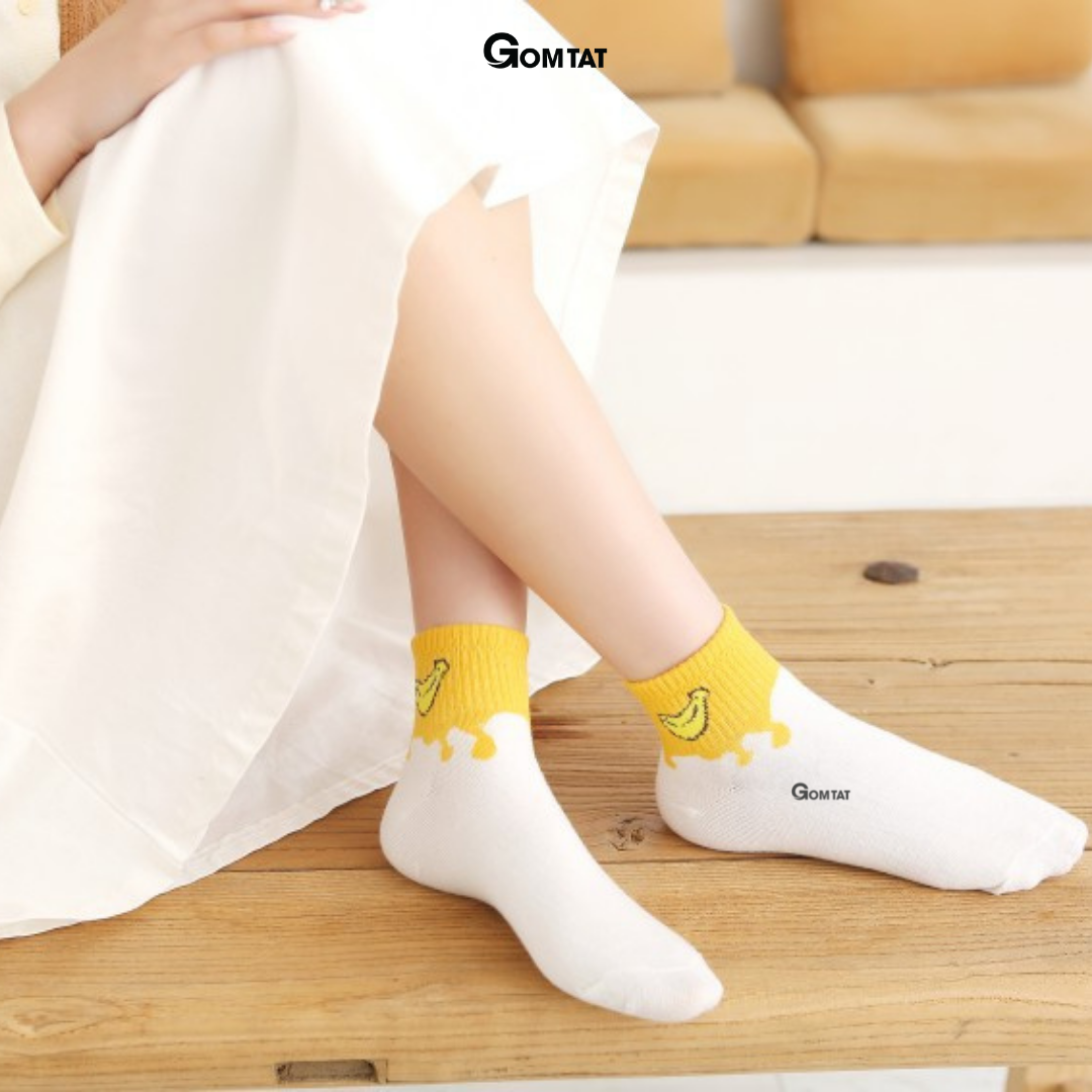 Vớ Nữ Cổ Ngắn Họa Tiết Nhiều Màu, Tất Cổ Ngắn Nữ Sử Dụng Cả Tuần - CB082