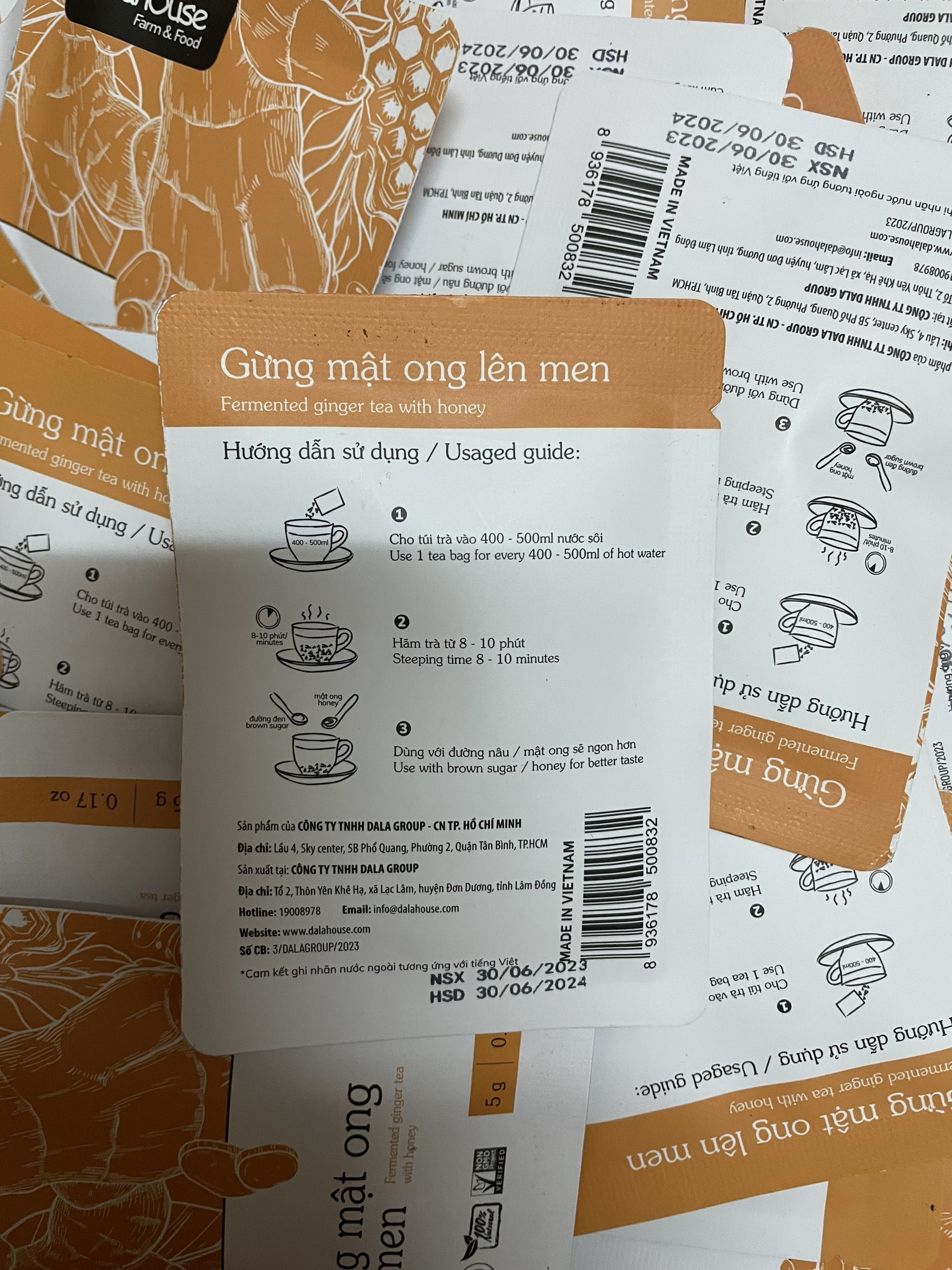 Trà gừng mật ong lên men Dalahouse Hộp 15 gói - Giữ ấm bụng, cứu cánh ngày đèn đỏ