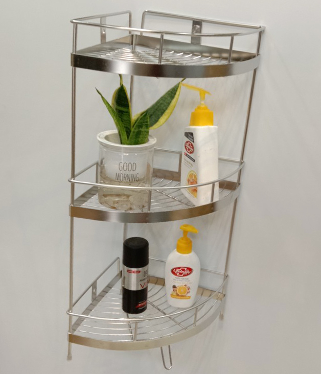 Kệ inox 3 tầng Kibath, inox 304 KT 25x25 cm