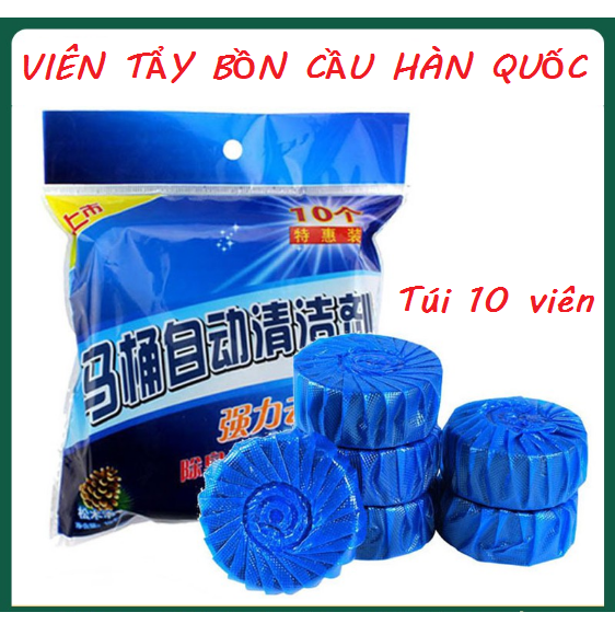 Viên khử mùi tẩy bồn cầu toilet sạch bóng (1 bịch 10 viên), sáp chống ố vàng mùi hôi, diệt sạch vi khuẩn gây hại