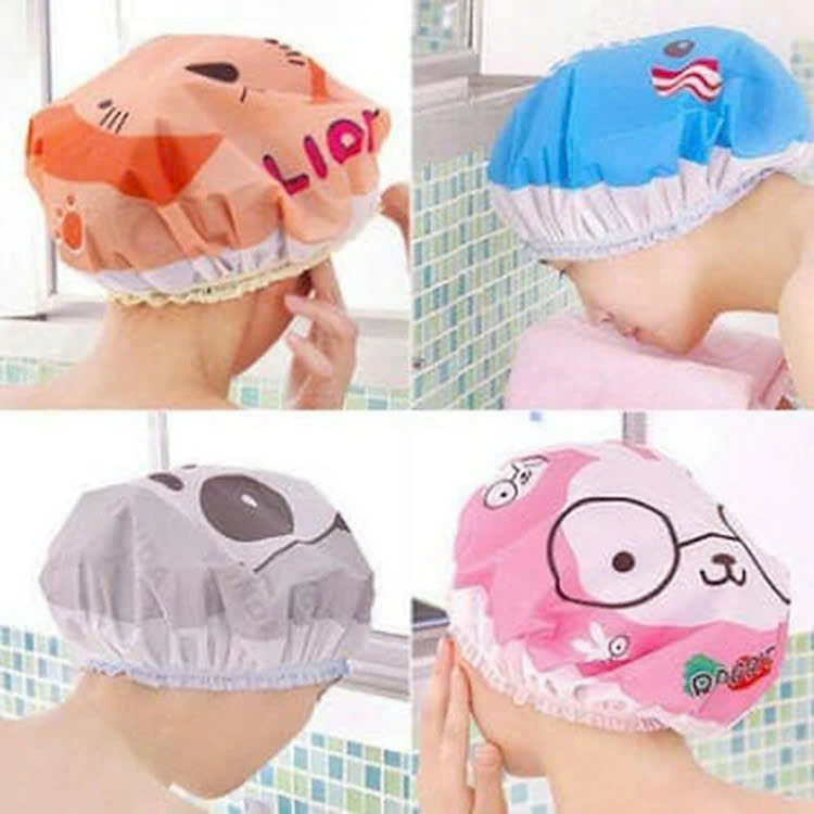 COMBO 2 Mũ Tắm Trùm Đầu CUTE Tránh Ướt Tóc Khi Tắm , Ủ Dưỡng Tóc Đa Năng - Giao Màu Ngẫu Nhiên