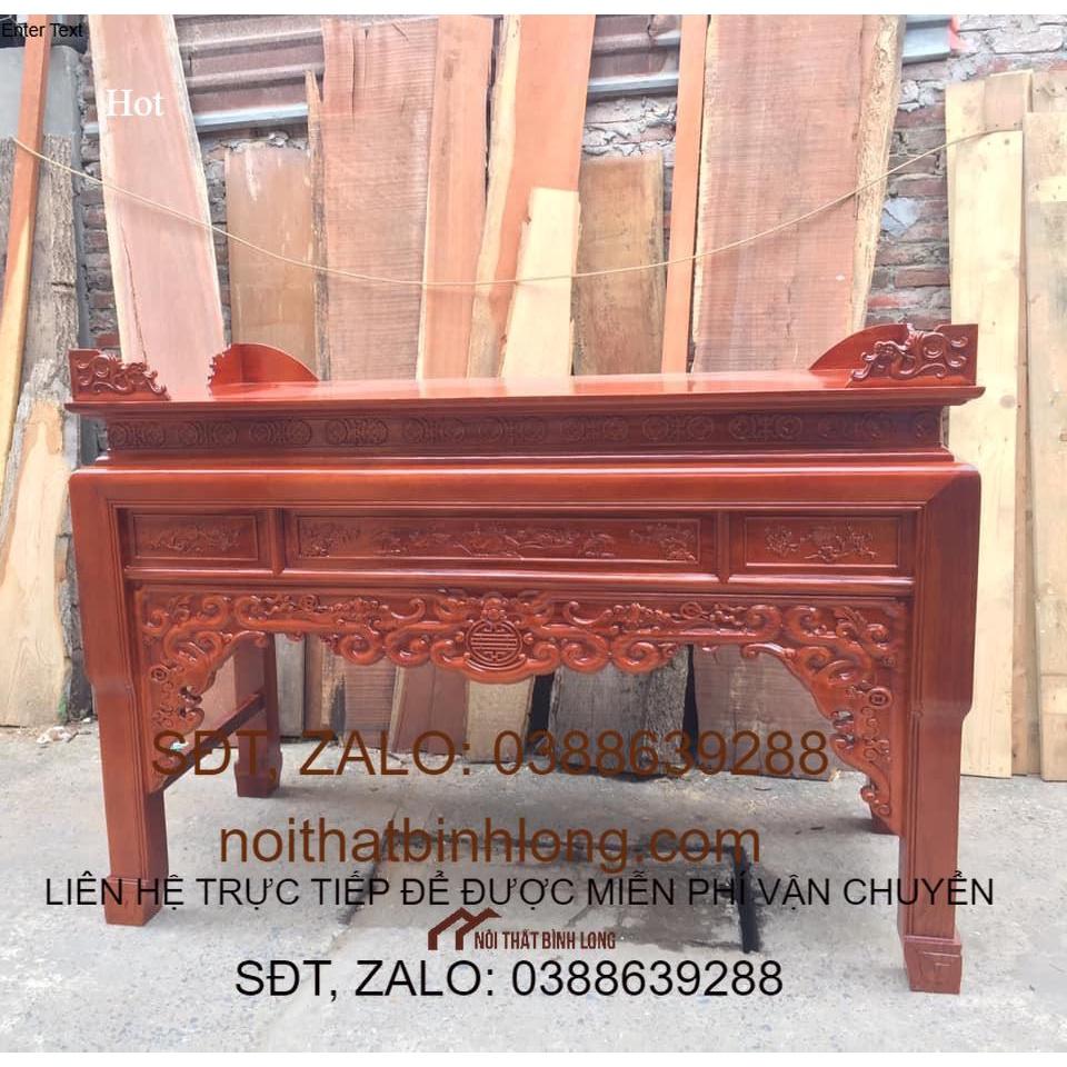 ban thờ gỗ gõ đỏ Kt 1m97x87 chân 12