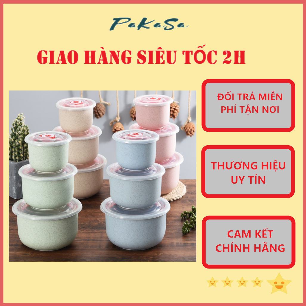 Hình ảnh Combo 3 Hộp Cơm Lúa Mạch Nắp Đậy Hút Chân Không Chổng Đổ PaKaSa - Hàng Chính Hãng 