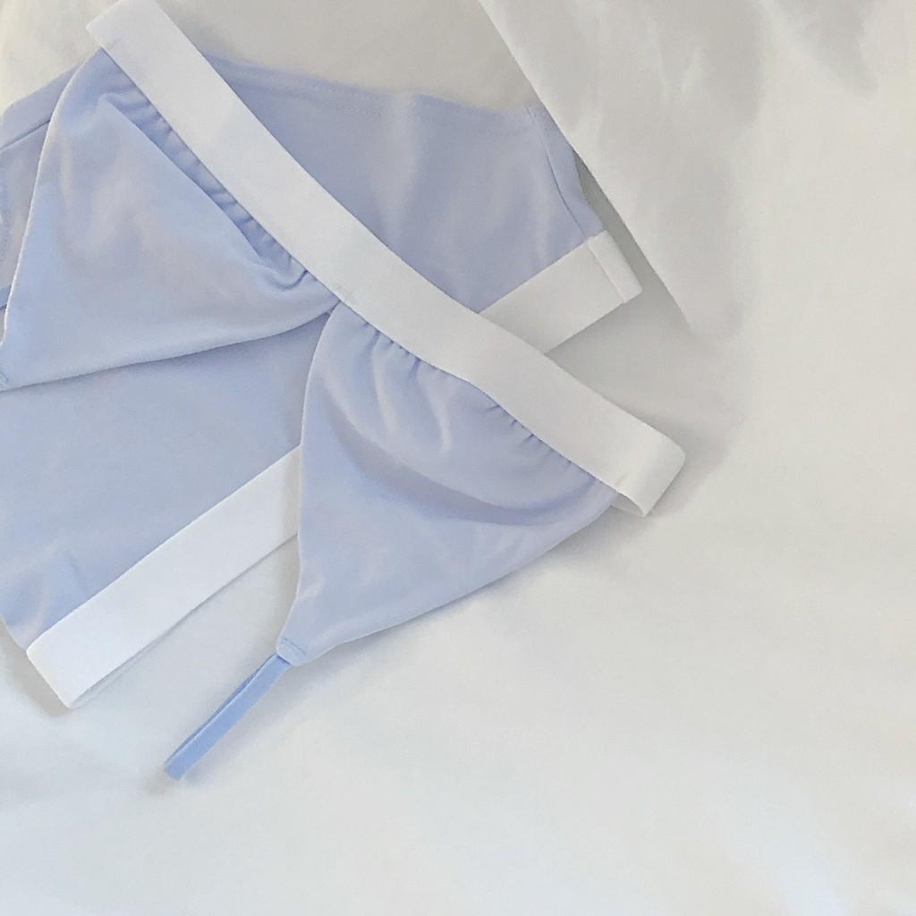Áo Lót Cotton Móc Gài Huyenmay - Xanh Baby Blue