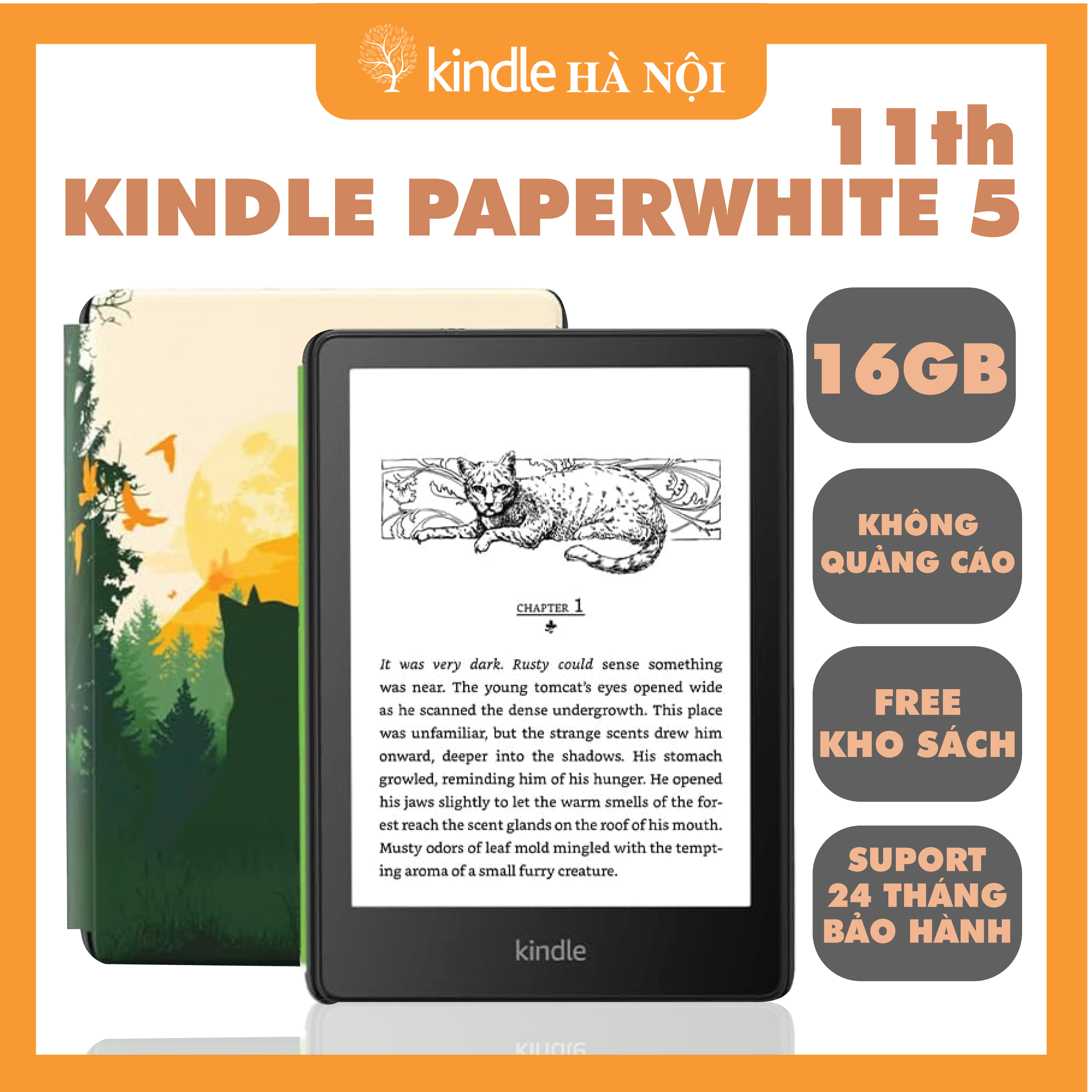 Hình ảnh Combo Máy đọc sách All New Kindle Paperwhite 5 (11th) KIDS EDITTION (KHÔNG QUẢNG CÁO) và Bao da - Hàng chính hãng