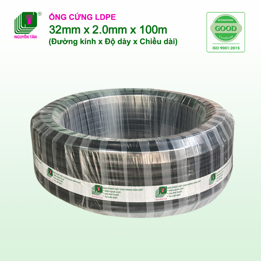 Cuộn 100m ống dây tưới LDPE Nguyễn Tân 32mm - dày 2.0mm | Ống chuyên dụng cho hệ thống tưới tự động