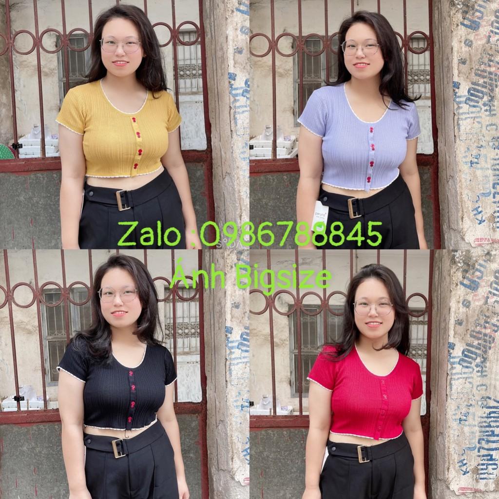 Croptop BIGSIZE viền hot hit 50-80kg -Cúc đỏ