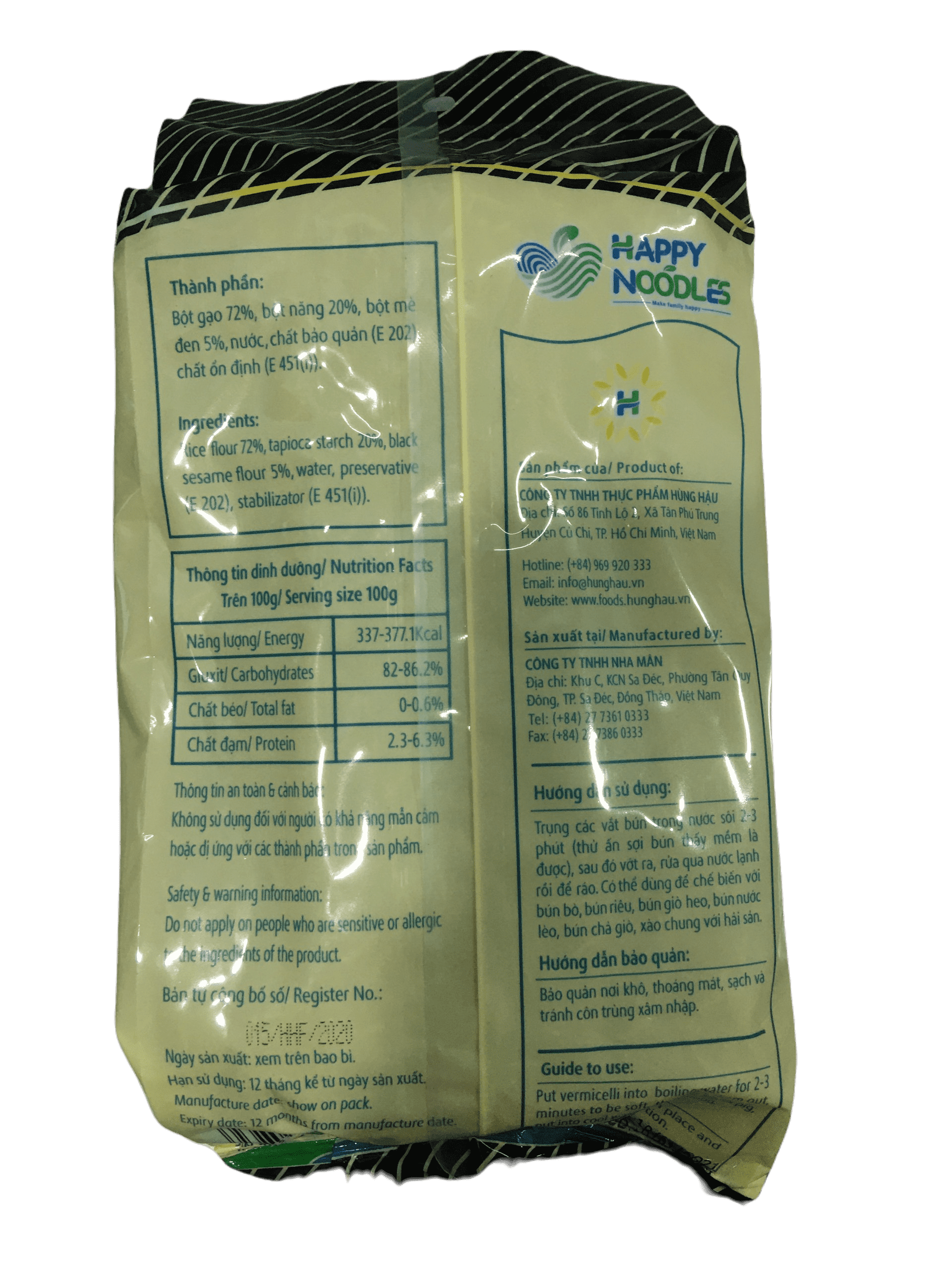 Bún khô mè đen HappyNoodles 400g