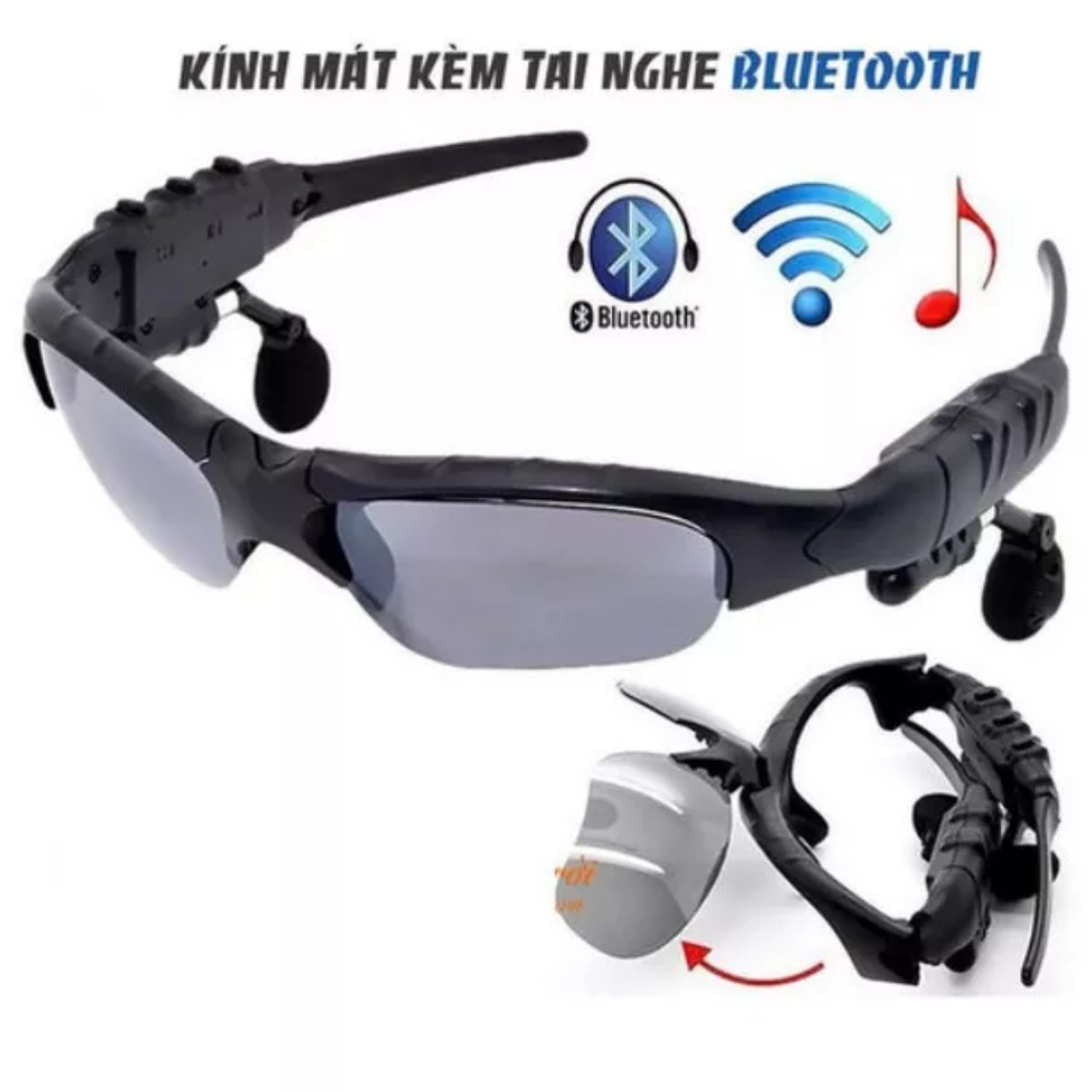 (Hàng Chất) Kính Mắt nam nữ nghe nhạc thông minh, Kính râm phân cực Chống UV kết nối hỗ Bluetooth loại tốt