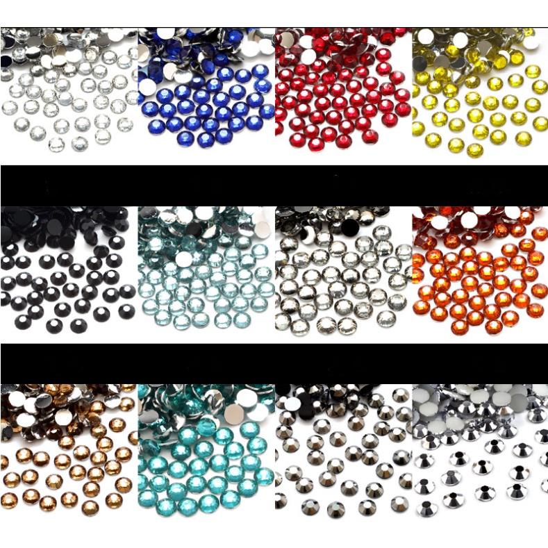 HN * Túi 200 charm hạt đá Diamond Rhinestone nhiều màu size 5mm trang trí đính nail, nạm móc khóa, DIY
