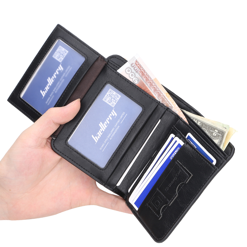 Ví nam mini bóp da nam kiểu đứng thời trang lịch lãm gấp 3 nhỏ gọn nam tính D1309