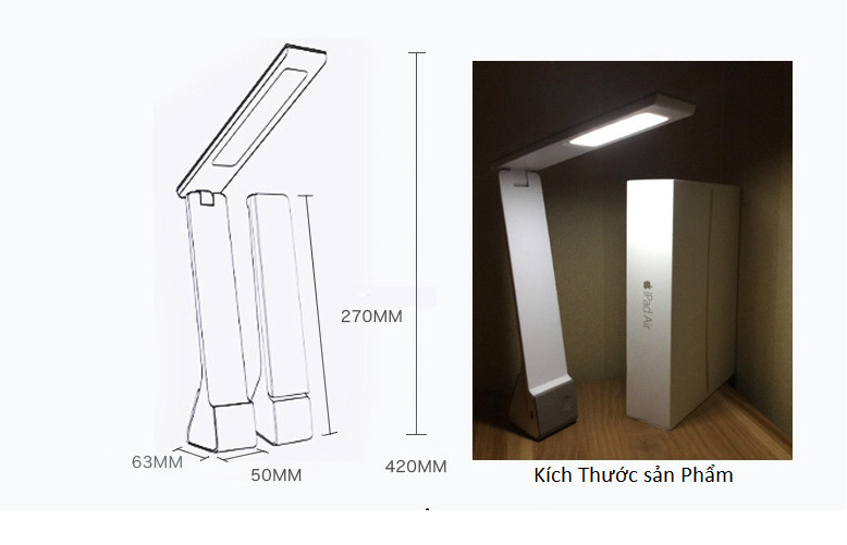 Đèn cảm ứng để bàn siêu sáng ( Với 3 mức ánh sáng , Kèm dây sạc - Tặng nút kẹp cao su giữ dây điện cố định )