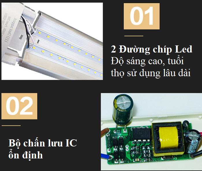 Đèn tuýp led bán nguyệt trắng 120cm 36w