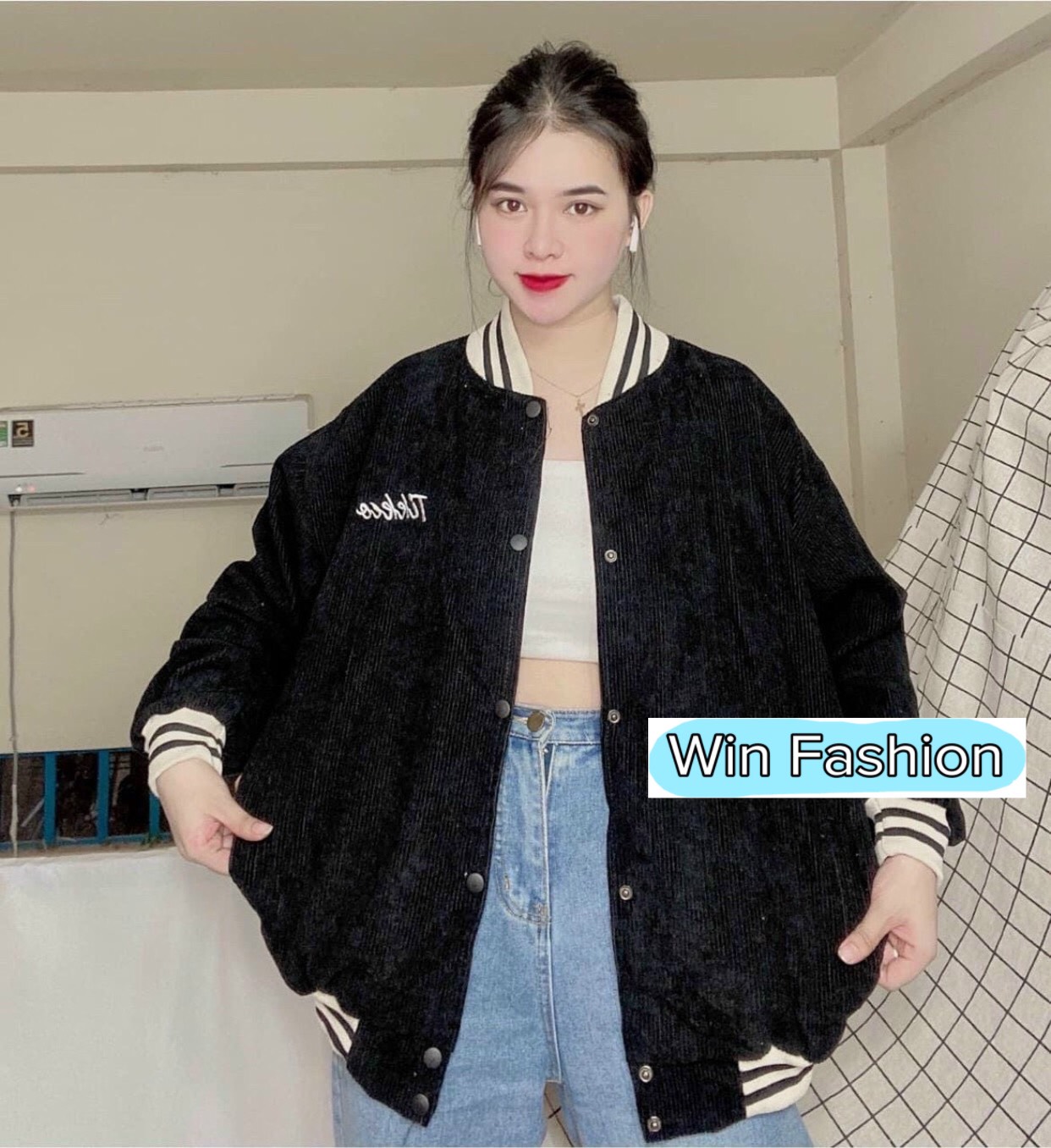 Áo khoác bomber bóng chày áo form rộng chất nhung tăm dày dặn nam nữ hoạ tiết thêu cá tính