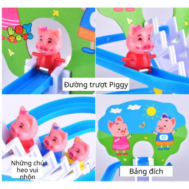 Bộ Đồ Chơi Heo Peppa leo cầu thang, cầu trượt có đèn có nhạc cho bé