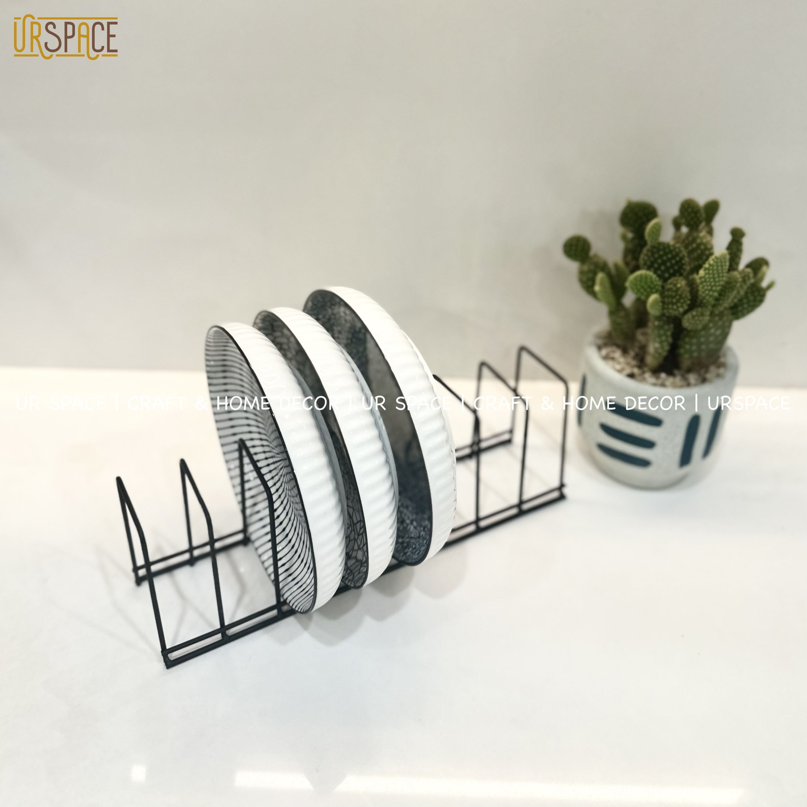 Giá kệ sắt úp chén dĩa URSPACE màu đen tiện dụng, thông minh / Kitchen Dish Drain Racks