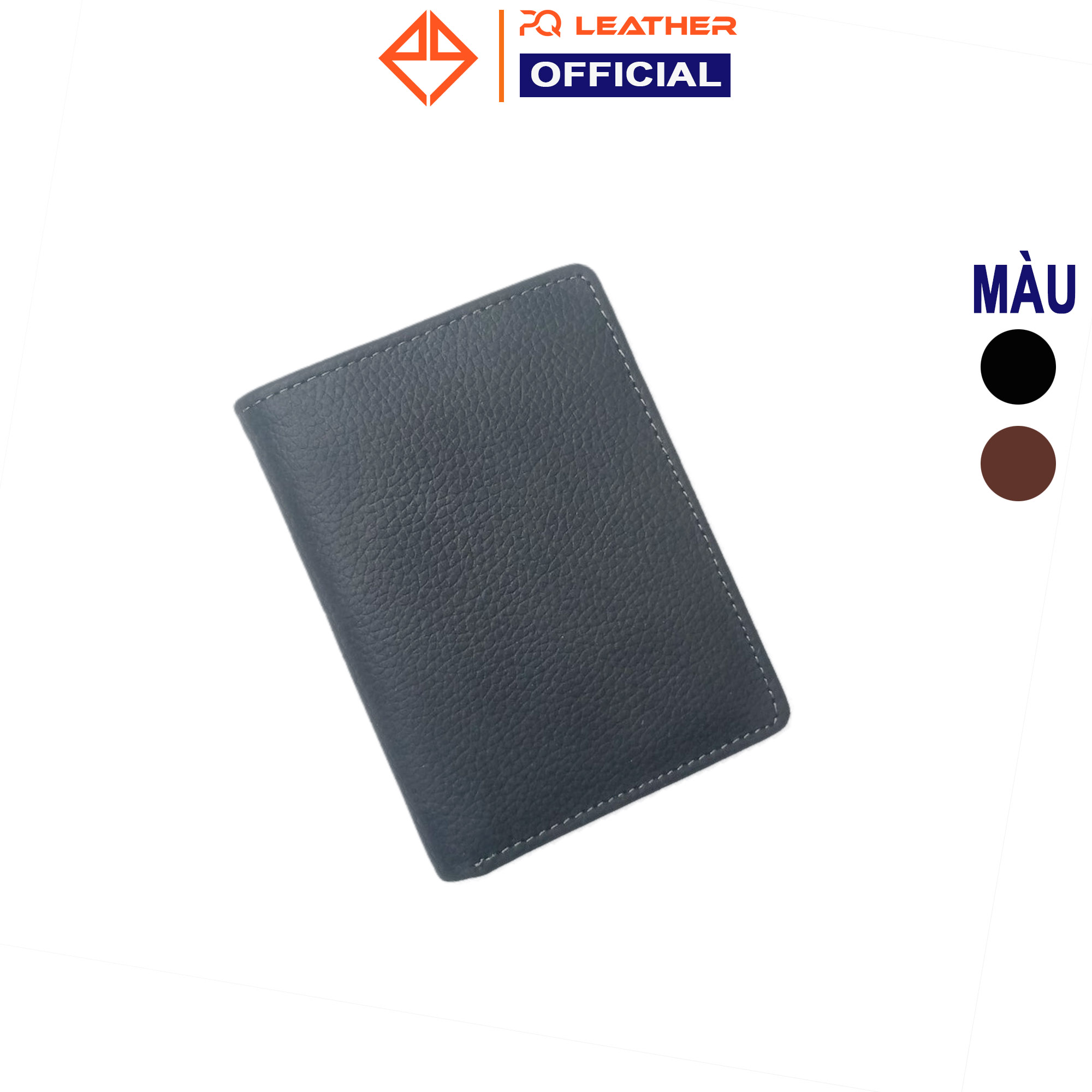 Ví nam da bò sáp Italy phối màu lịch lãm, sang trọng PQ Leather PV2 - BH 12 tháng