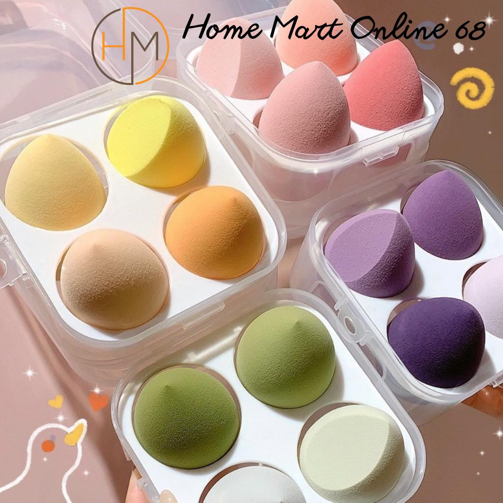 Mút trang điểm set 4 mút hình trứng có hộp đựng bảo vệ tiên lợi