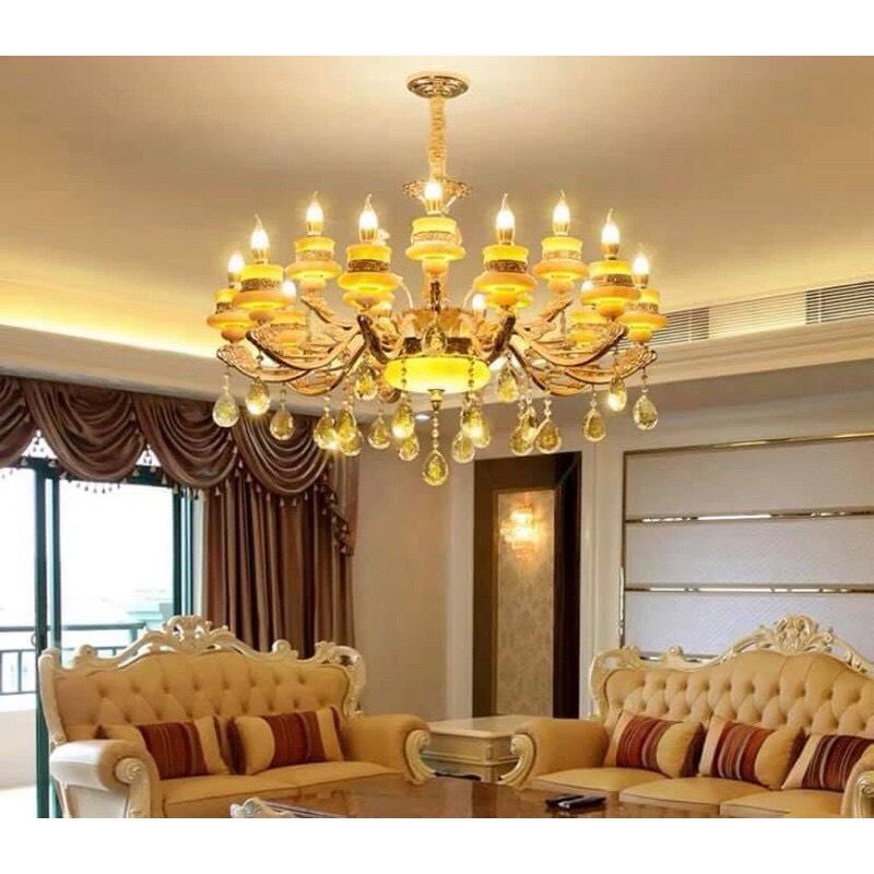 Đèn Chùm Thả Trần Đá Đúc Đặc Trang Trí Phòng Khách Nhà Hàng,Khách Sạn,Spa Phong Cách Hiện Đại,Tặng Kèm Bóng