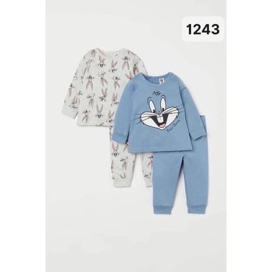 Set bộ thỏ xuất dư bé trai bé gái, bộ dài tay cotton thu đông trẻ em thấm hút mồ hôi tốt