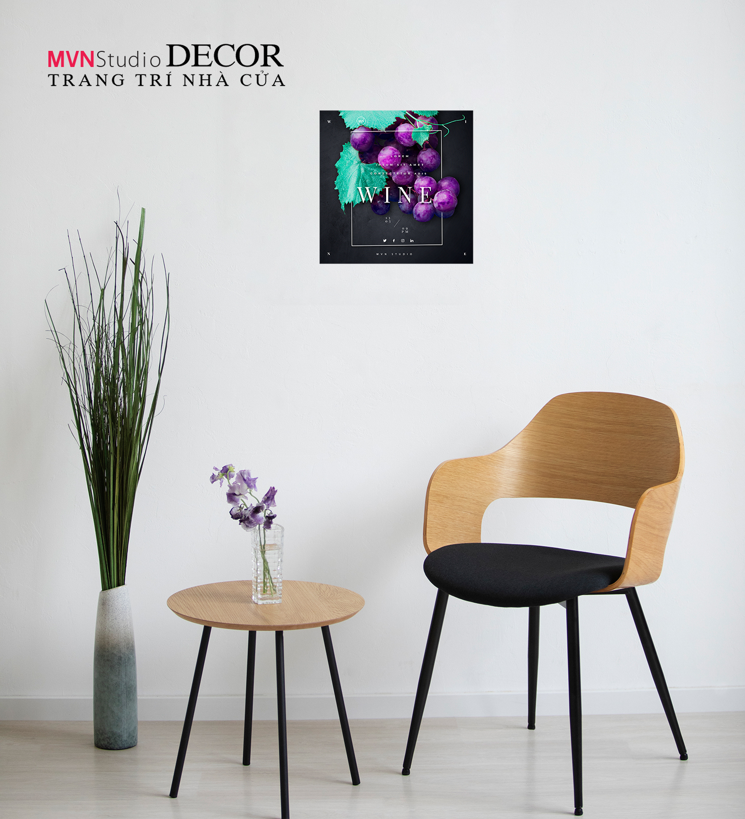 Tranh decal dán tường KHUNG ẢNH WINE trang trí PHÒNG KHÁCH, BÀN LÀM VIỆC, PHÒNG NGỦ - MVN Studio Decor