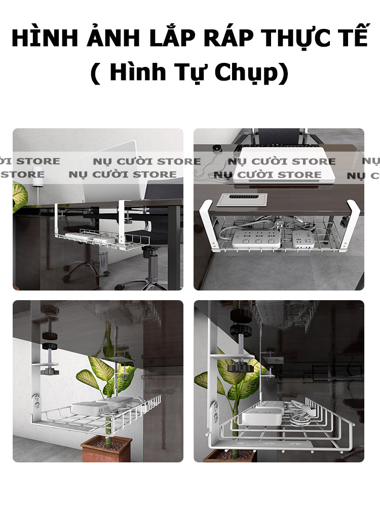 Giá Treo Ổ Điện Kẹp Bàn; Kệ Đở Dây Điện Dưới Bàn Làm Việc; Khay Giấu Dây; Máng Đi Dây Cất Gọn