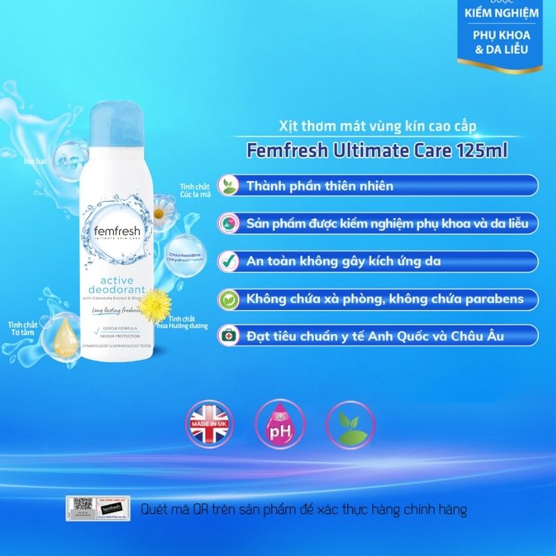 Xịt Thơm Mát Vùng Kín Femfresh Ultimate Care Deodorant 125ml