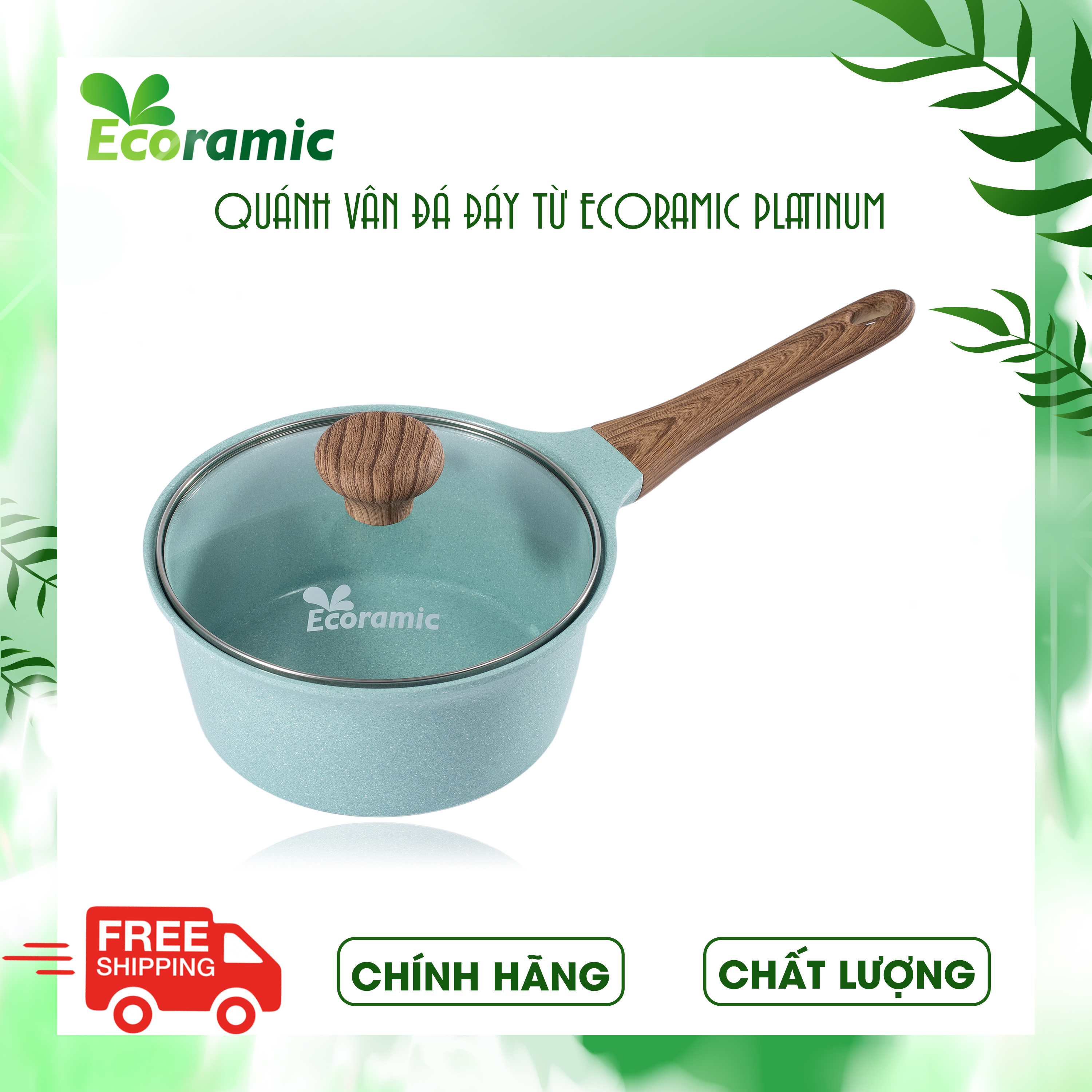 Nồi Chống Dính Ecoramic Platinum Vân Đá Đáy Từ Chính Hãng Cao Cấp, Siêu Bền, Dùng cho mọi loại bếp từ, Bảo hành sản phẩm 2 tháng