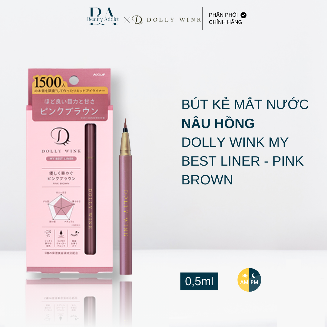 Bút kẻ mắt nước màu nâu hồng - Koji Dolly Wink My Best Liner Pink Brown