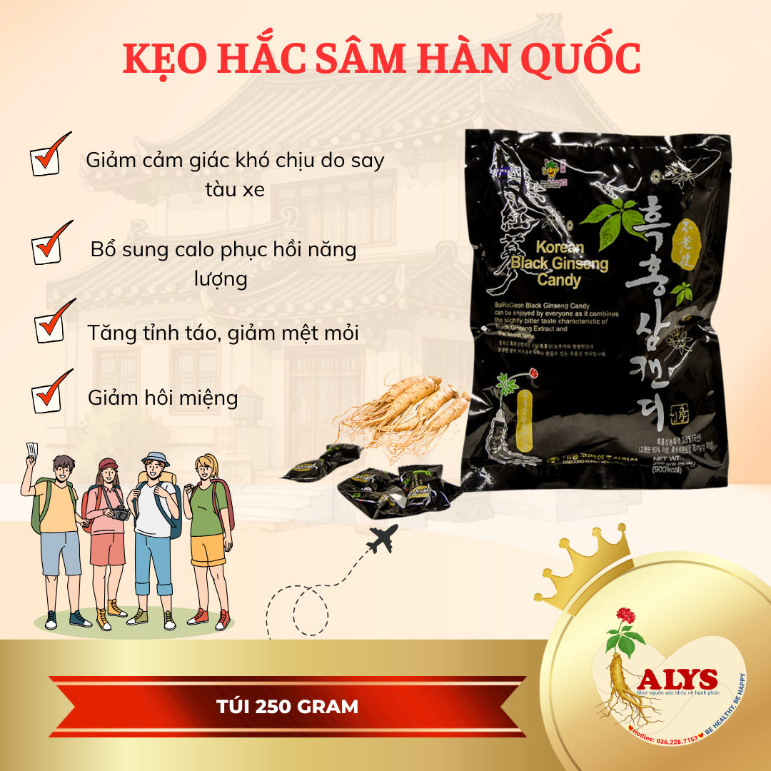 Kẹo Hắc Sâm Hàn Quốc Daedong Túi 250 gram