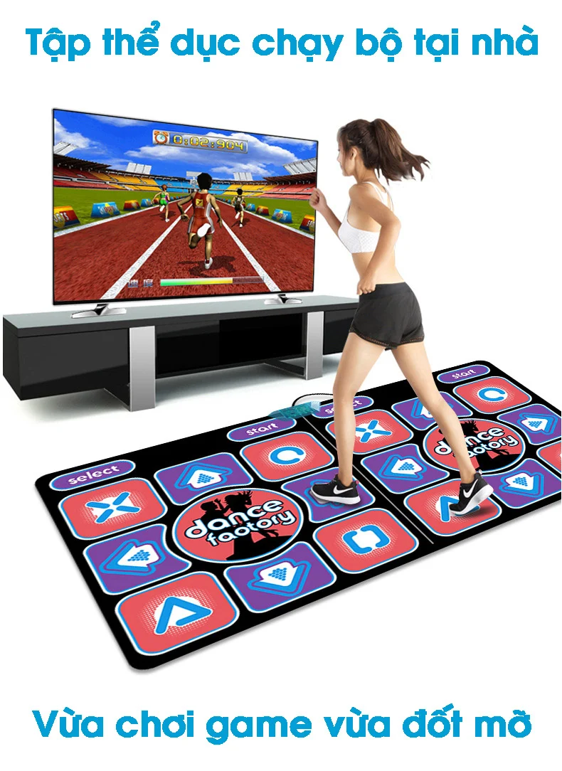 Thảm nhảy Audition, Thảm chơi game kết nối tivi Kèm 2 tay cầm chơi game tập thể dục tại nhà - Hàng chính hãng