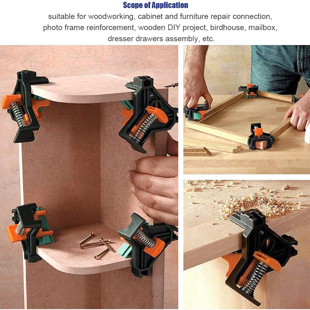 Angle Clamps 4pcs Adjustable 90 Degree Clamps Multifunctional Spring Loaded Swing Corner Clip Fixer for Welding
