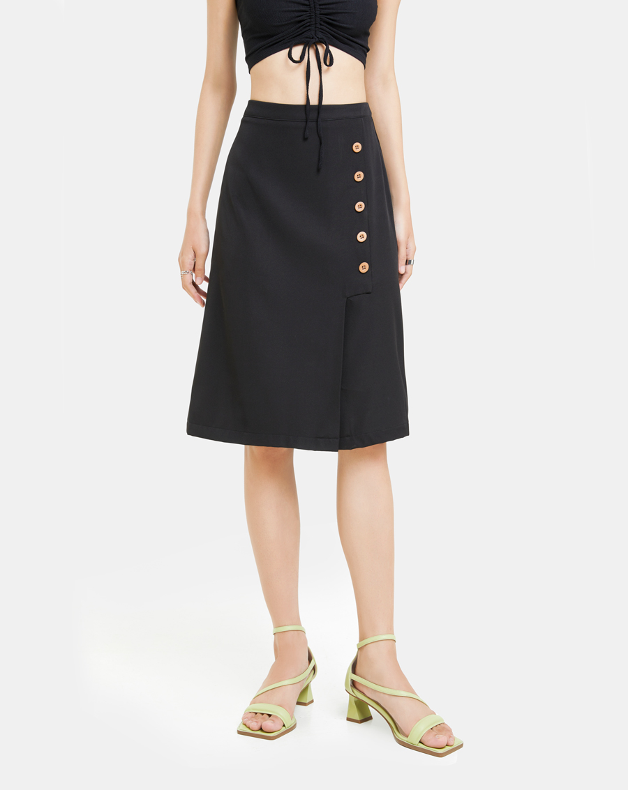 Chân Váy Midi Nữ Thời Trang JUNO Kiểu Dáng Xẻ JNVLU006