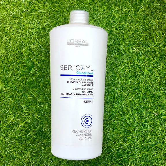 Dầu gội L'oreal Serioxyl GlucoBoost Natural Noticeably Thinning hair shampoo cho tóc thưa mảnh rụng Step 1 1000ml