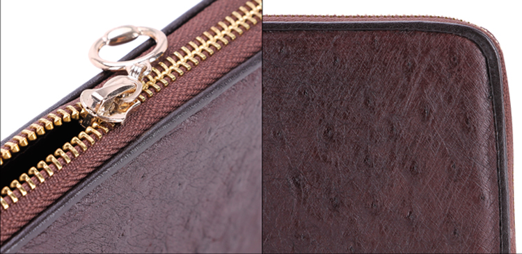 Ví Nữ Da Đà Điểu 1 Khóa Vip Huy Hoàng HT3432 (19 x 10.5 cm) - Nâu Đất