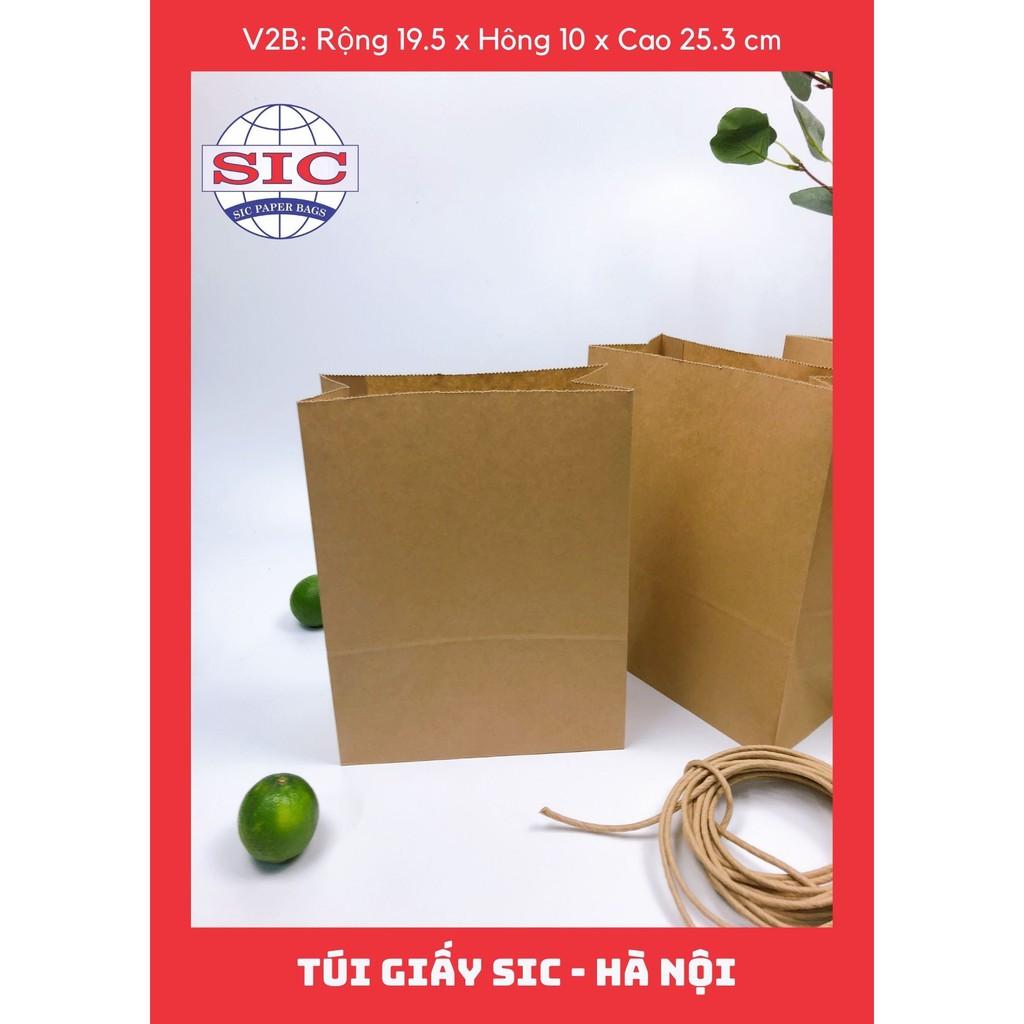 100 CHIẾC TÚI GIẤY KRAFT V2B: 19.5x10x25.3 KHÔNG QUAI